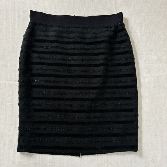 Ann Taylor Dresses & Skirts - Ann Taylor Pencil Skirt womens Black Straight Striped Metallic size Petite 6